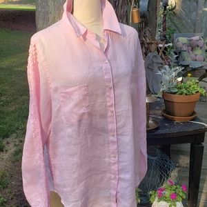 Lilly Pulitzer pink linen blouse-large